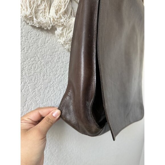 J. Crew 100% Leather Brown Satchel Messenger Bag Laptop Travel Business Large - Picture 5 of 11